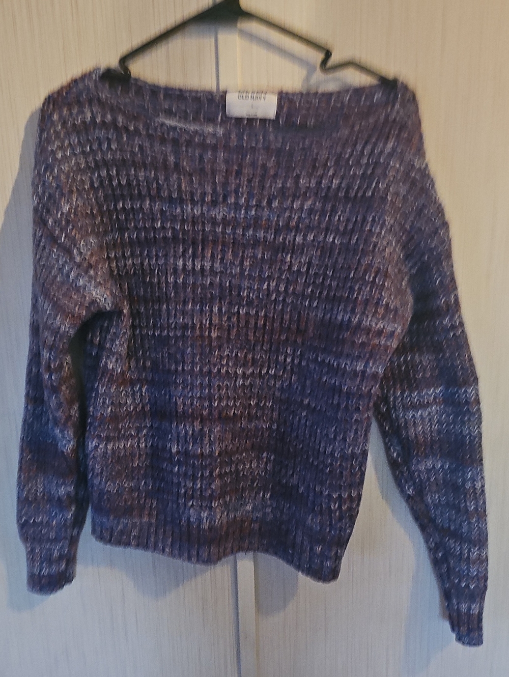 Old Navy Women's Navy and Gray Marled Crewneck Sweater